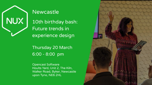 NUX Newcastle – 20 March 2025 – 10th birthday bash: Future trends in experience design 2025-03-20 Linkedin 1200 x 627