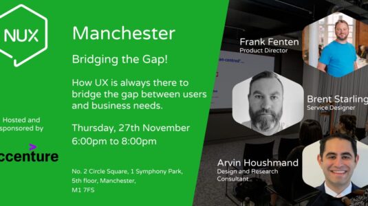 NUX Manchester November. Bridging the Gap! How UX is always there to bridge the gap between users and business needs.